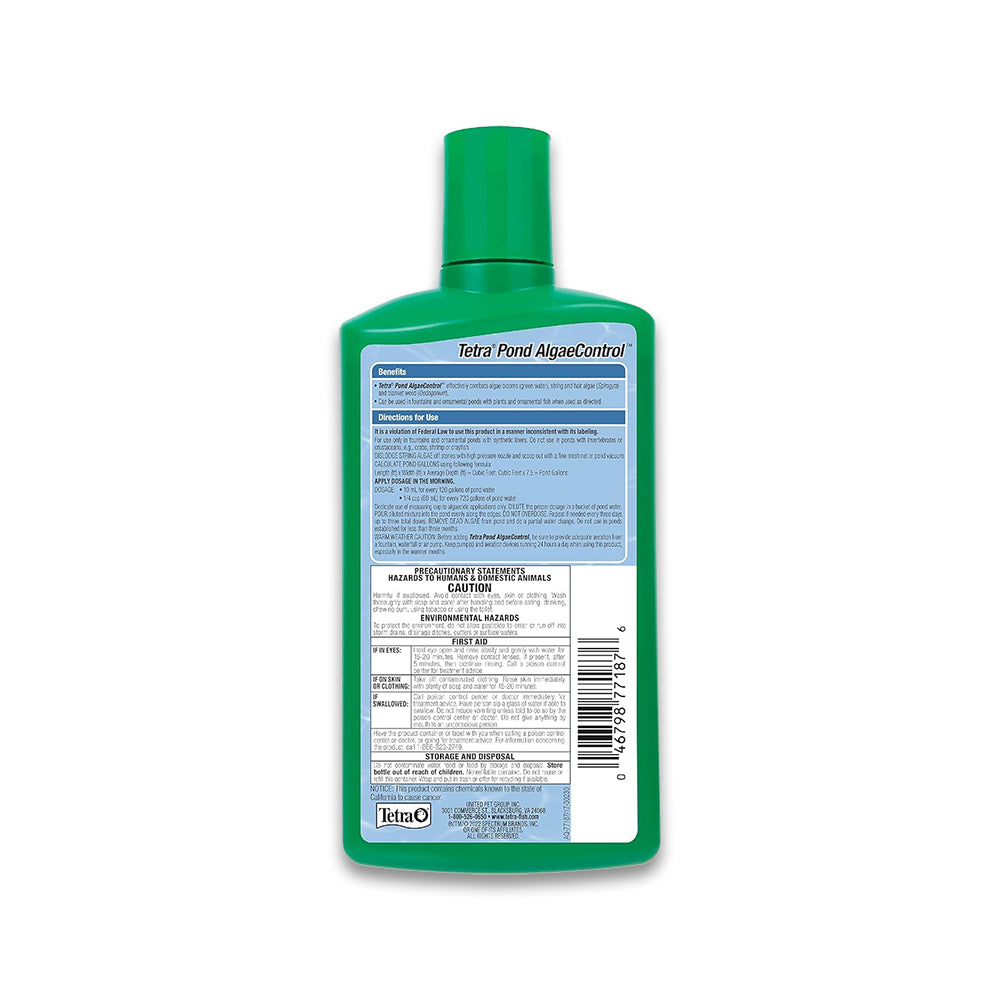 Back of Tetra Pond Algae Control Water Treatment 16.9-oz
