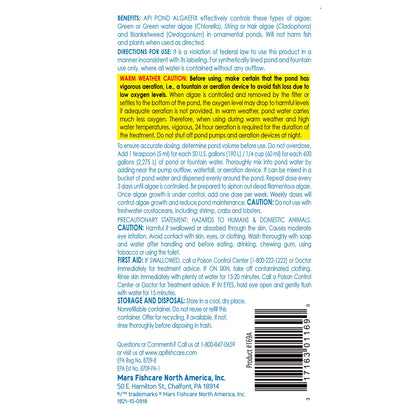 Back of API Pond AlgaeFix Algae Control Solution 8-oz