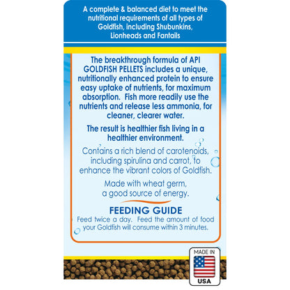 Back of API Goldfish Premium Sinking Pellets Fish Food 7-oz