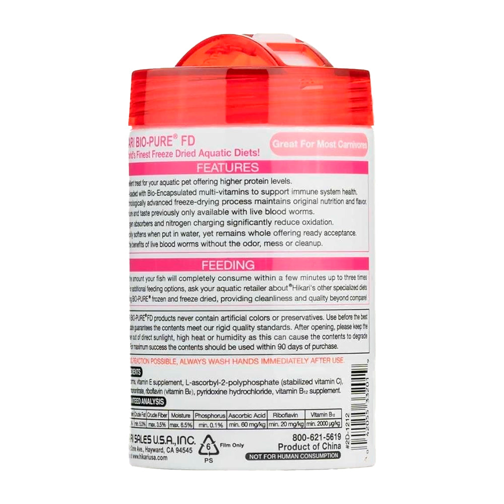 Hikari USA Bio-Pure Bloodworms Freeze Dried Fish Food 0.42-oz, Kwik Pets