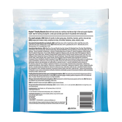 Back of Kaytee Timothy Biscuits Baked with Carrot Small Animal Treats 10-oz