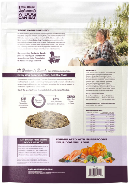 Back of Badlands Ranch Superfood Complete Air-Dried Dog Food Lamb & Venison 64-oz