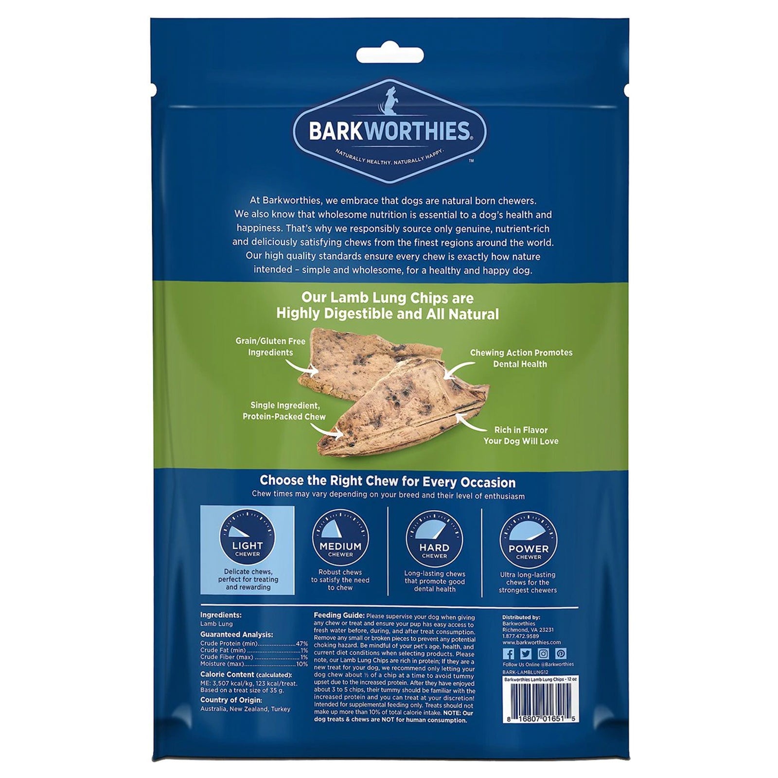 Barkworthies Lamb Lung Chips Dog Chews 12-oz, Kwik Pets