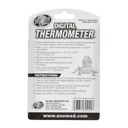 Back of Zoo Med Yellow Digital Terrarium Thermometer