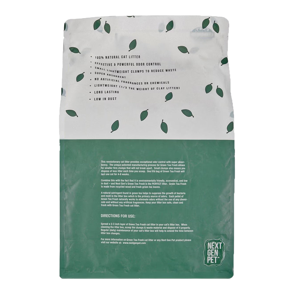 Back of Next Gen Green Tea Fresh Cat Litter 5-lb