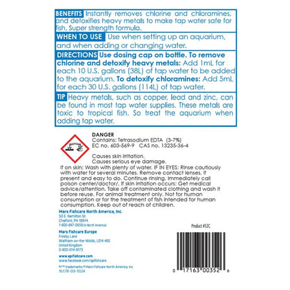 Back of API Tap Water Conditioner 16-oz