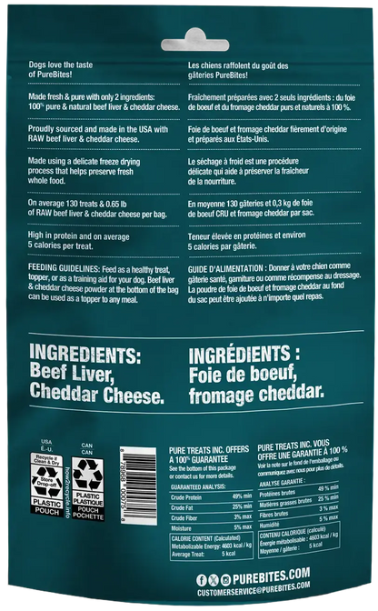 Back of PureBites Beef & Cheese Freeze-Dried Dog Treats 4.2-oz