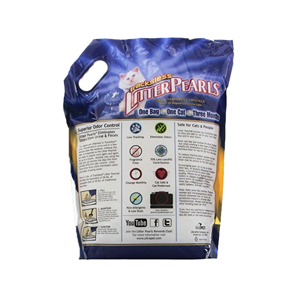 Back of Ultra Pet Litter Pearls Tracksless Cat Litter 10.5-lb