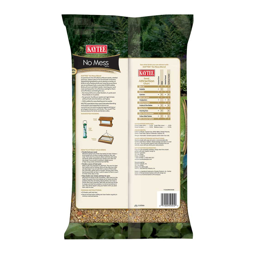 Back of Kaytee No Mess Blend Wild Bird Food 10-lb