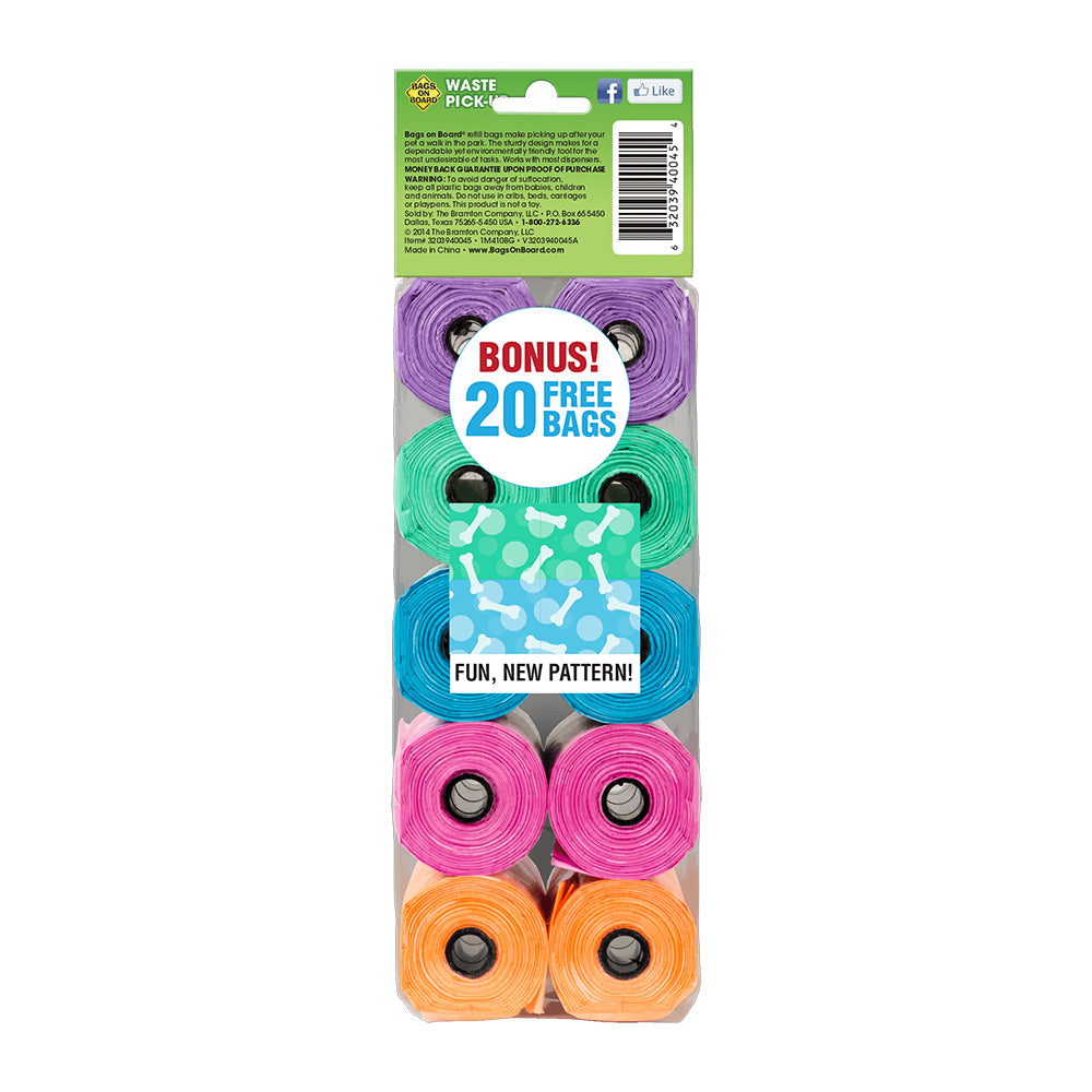 Back of Bags on Board Waste Pick-up Refill Bags Rainbow 140 Count
