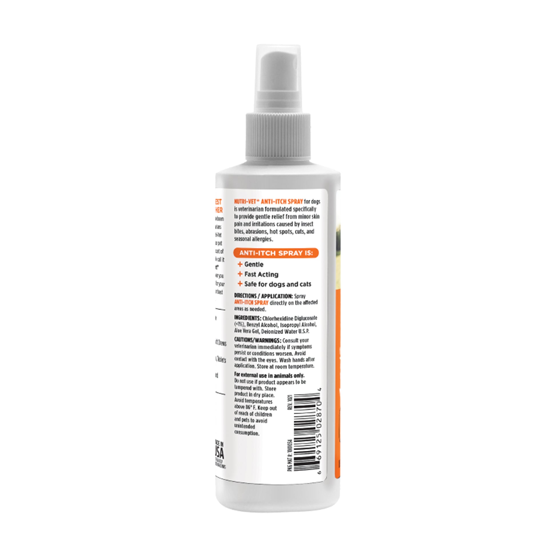 Back of Nutri-Vet Anti-Itch Spray for Dogs-8 oz