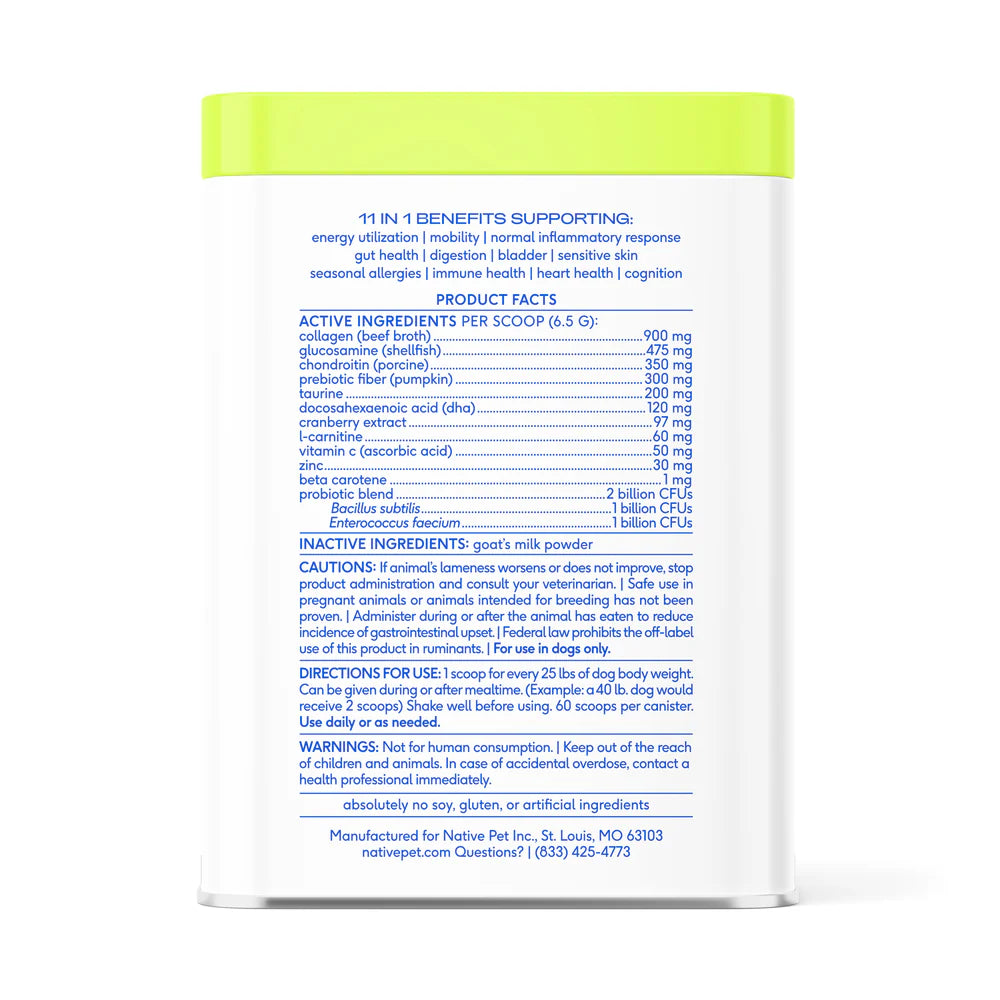 Native Pet The Daily Powder 11-in-1 Supplement for Dogs 7-oz, Kwik Pets