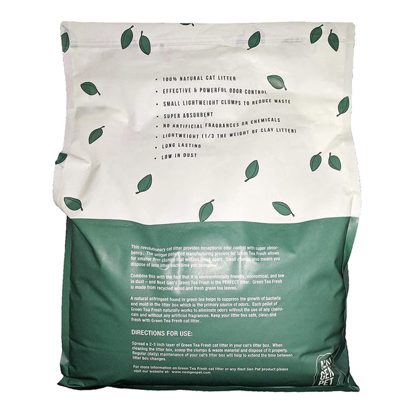 Back of Next Gen Green Tea Fresh Cat Litter 11.5-lb
