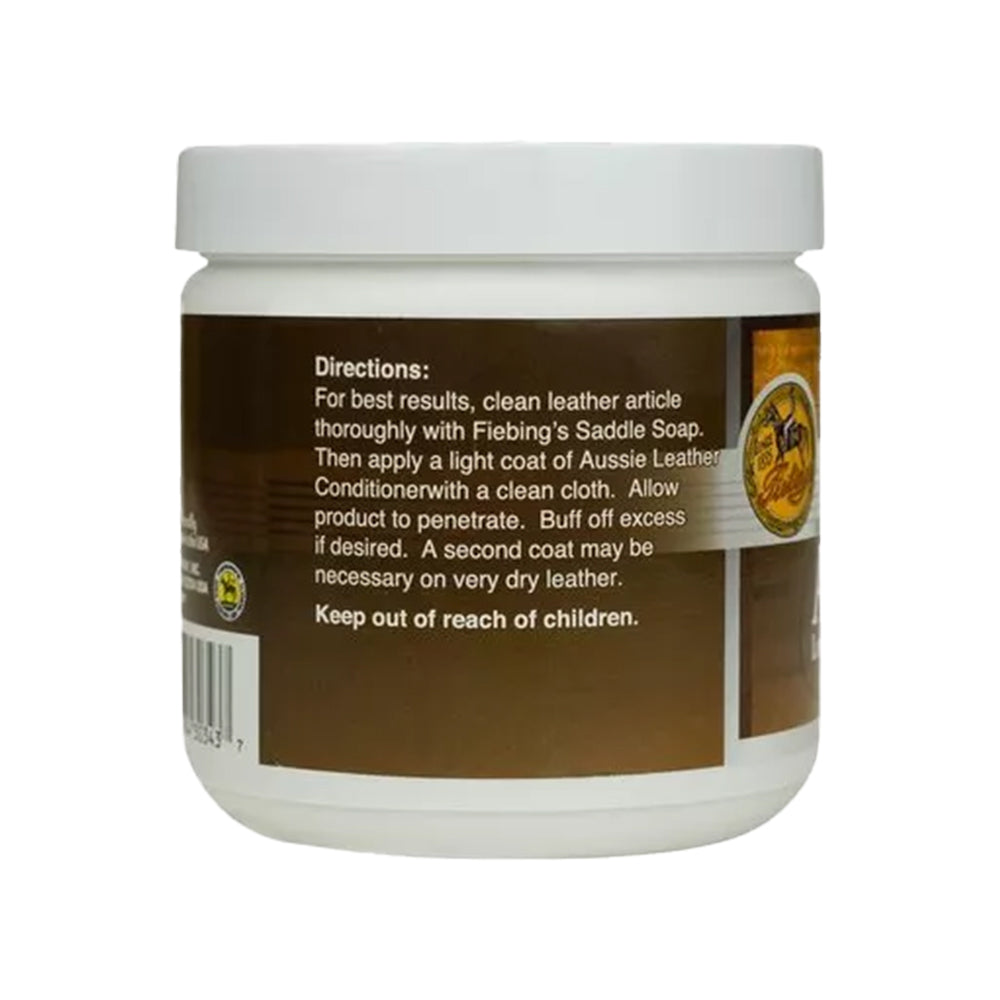 Back of Fiebing Aussie Leather Conditioner with Beeswax 15-oz