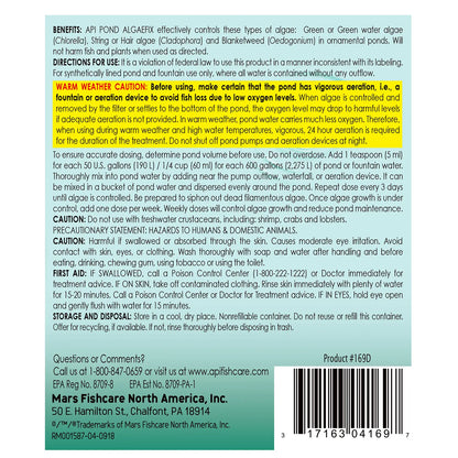 Back of API Pond AlgaeFix Algae Control Solution 64-oz