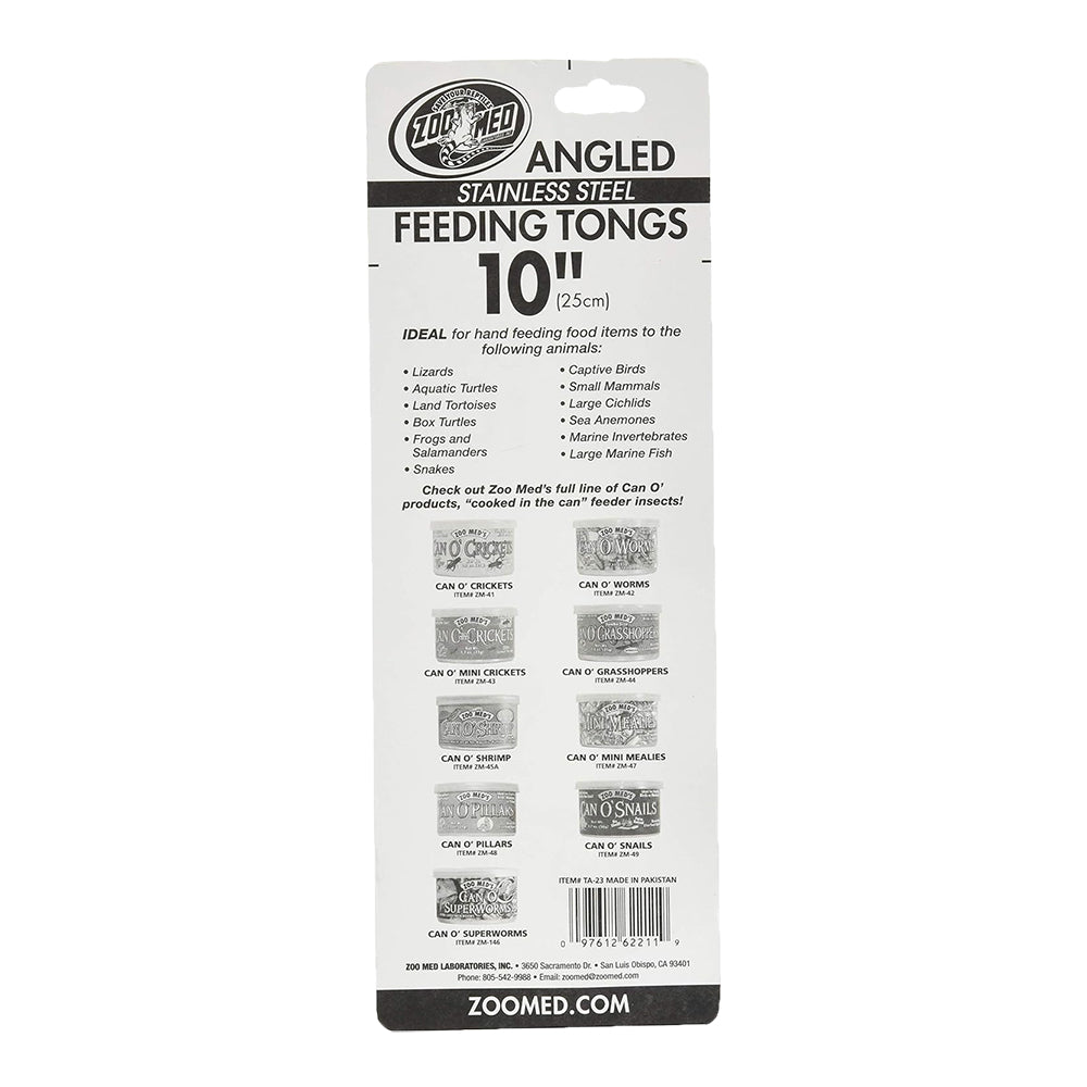 Back of Zoo Med Angled Stainless Steel Feeding Tong Black/Silver 10-in