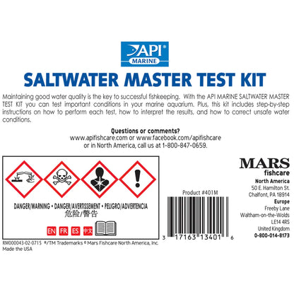 Back of API Saltwater Aquarium Master Test Kit