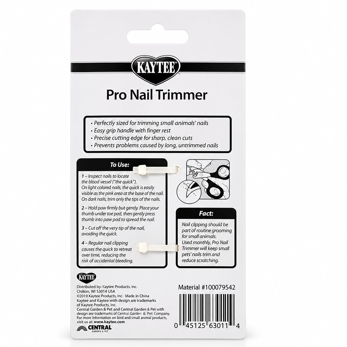 Back of Kaytee Pro-Nail Trimmer for Small Animals Purple
