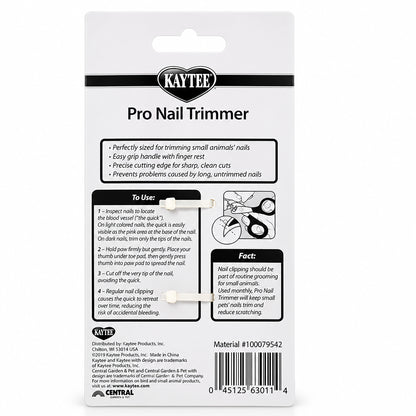 Back of Kaytee Pro-Nail Trimmer for Small Animals Purple