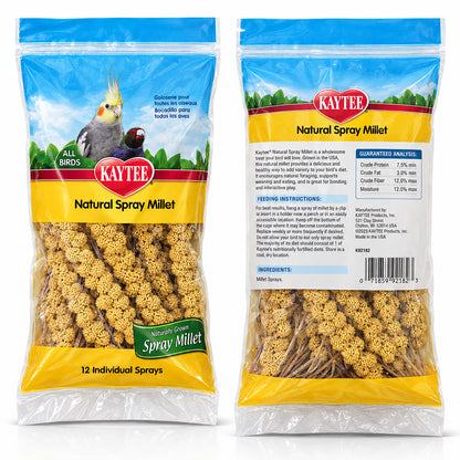 Back of Kaytee Natural Spray Millet Bird Treats 2 Pack