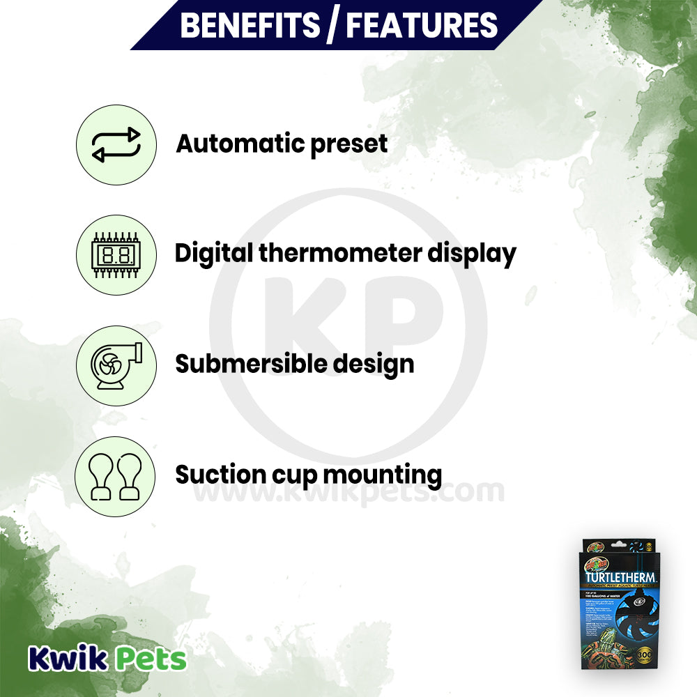 Benefits & Features of Zoo Med Turtletherm Automatic Preset Aquatic Turtle Heater 300W