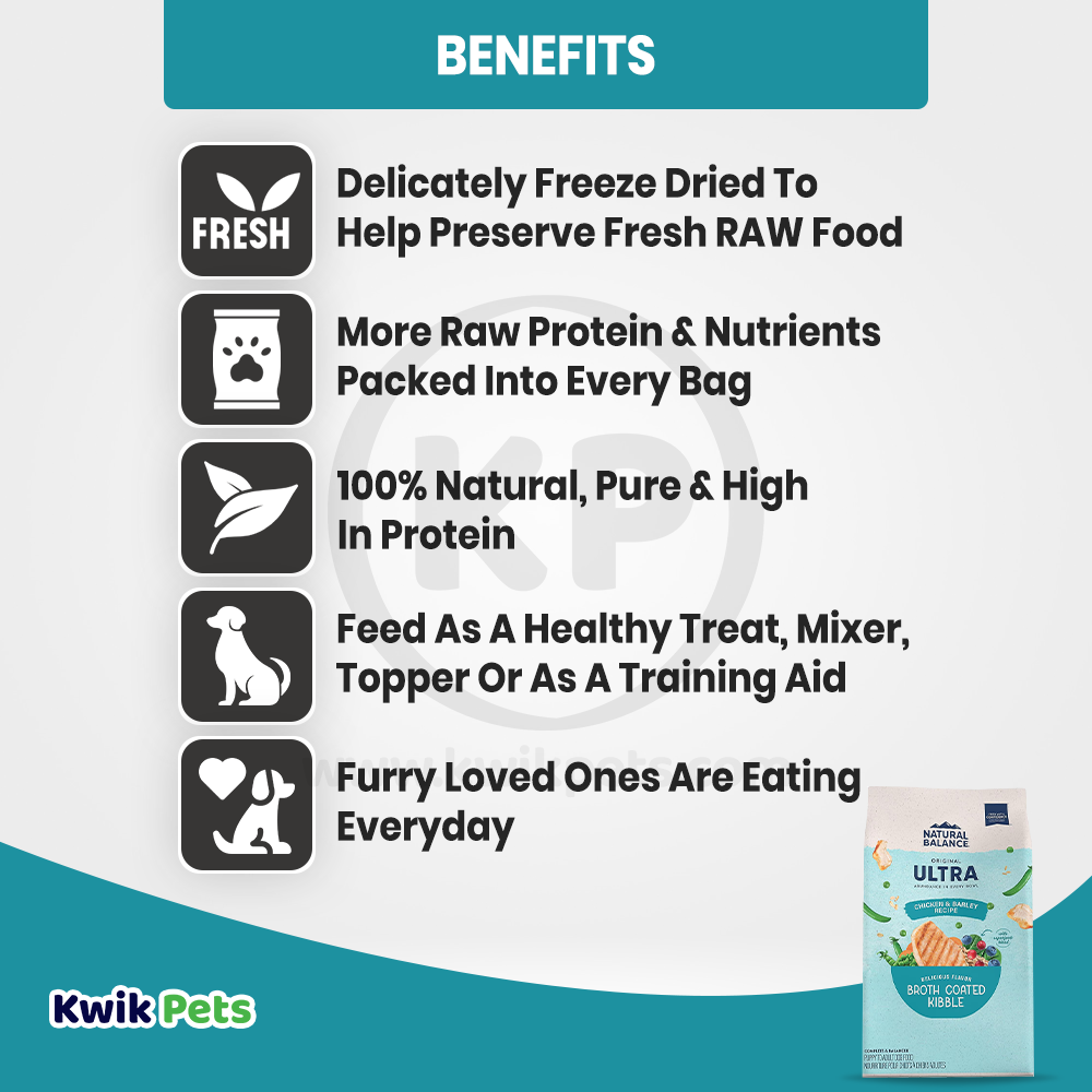 Benefits of Natural Balance Pet Foods Original Ultra Broth Coated Dry Dog Food Chicken & Barley 4-lb