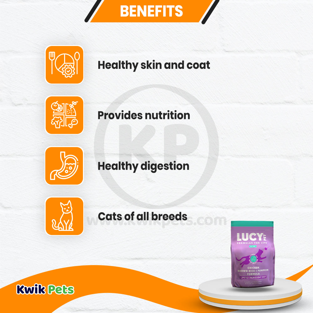 Benefits of Lucy Pet Products Formulas for Life Dry Cat Food Chicken Brown Rice & Pumpkin 4-lb