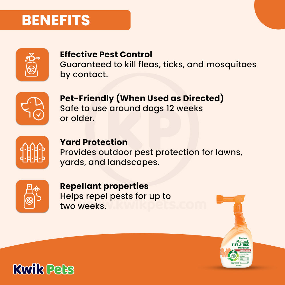 Benefits of TropiClean Natural Flea & Tick Maximum Strength Yard Spray 32-oz