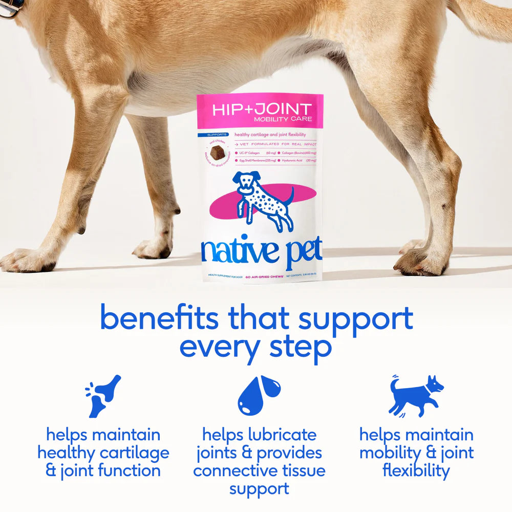 Native Pet Hip & Joint Mobility Care Chews for Dogs 60 Count, Kwik Pets