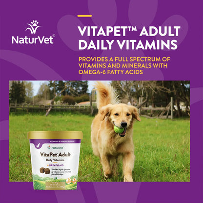 Benefits of NaturVet VitaPet Adult Daily Vitamins Plus Breath Aid Soft Chews for Dogs 60 Count 6.3-oz