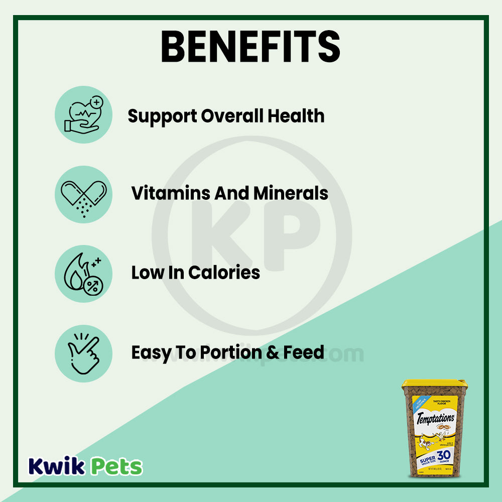 Benefits of Temptations Classics Crunchy & Soft Adult Cat Treats Tasty Chicken 30-oz