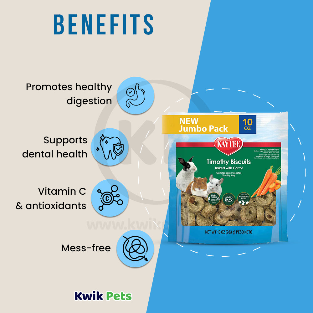 Benefits of Kaytee Timothy Biscuits Baked with Carrot Small Animal Treats 10-oz