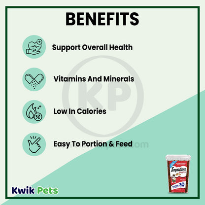 Benefits of Temptations MixUps Crunchy & Soft Adult Cat Treats Backyard Cookout 30-oz