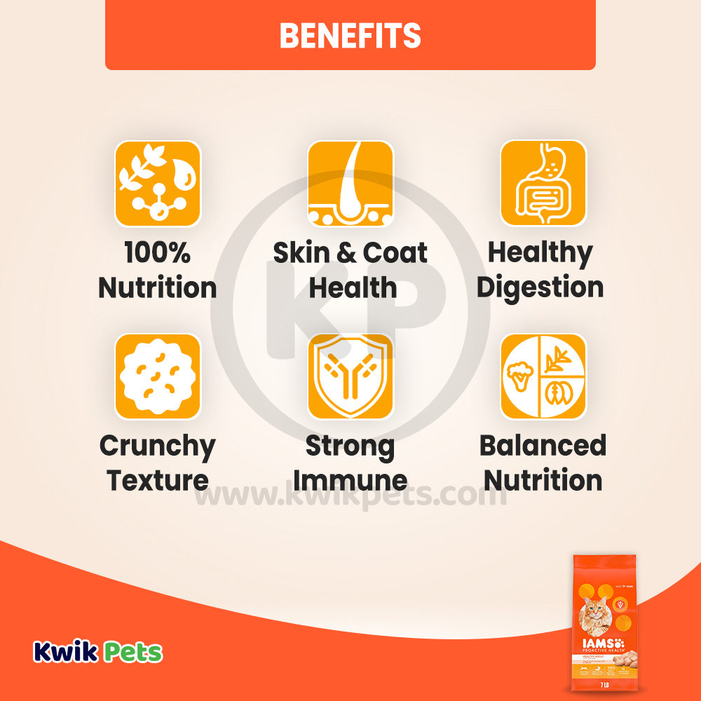 Benefits of IAMS Proactive Health Adult Dry Cat Food Chicken 7-lb