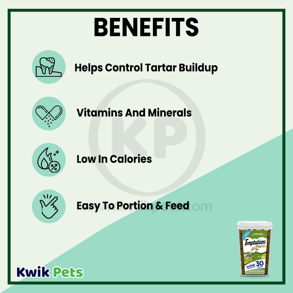 Benefits of Temptations MixUps Crunchy & Soft Adult Cat Treats Catnip Fever 30-oz