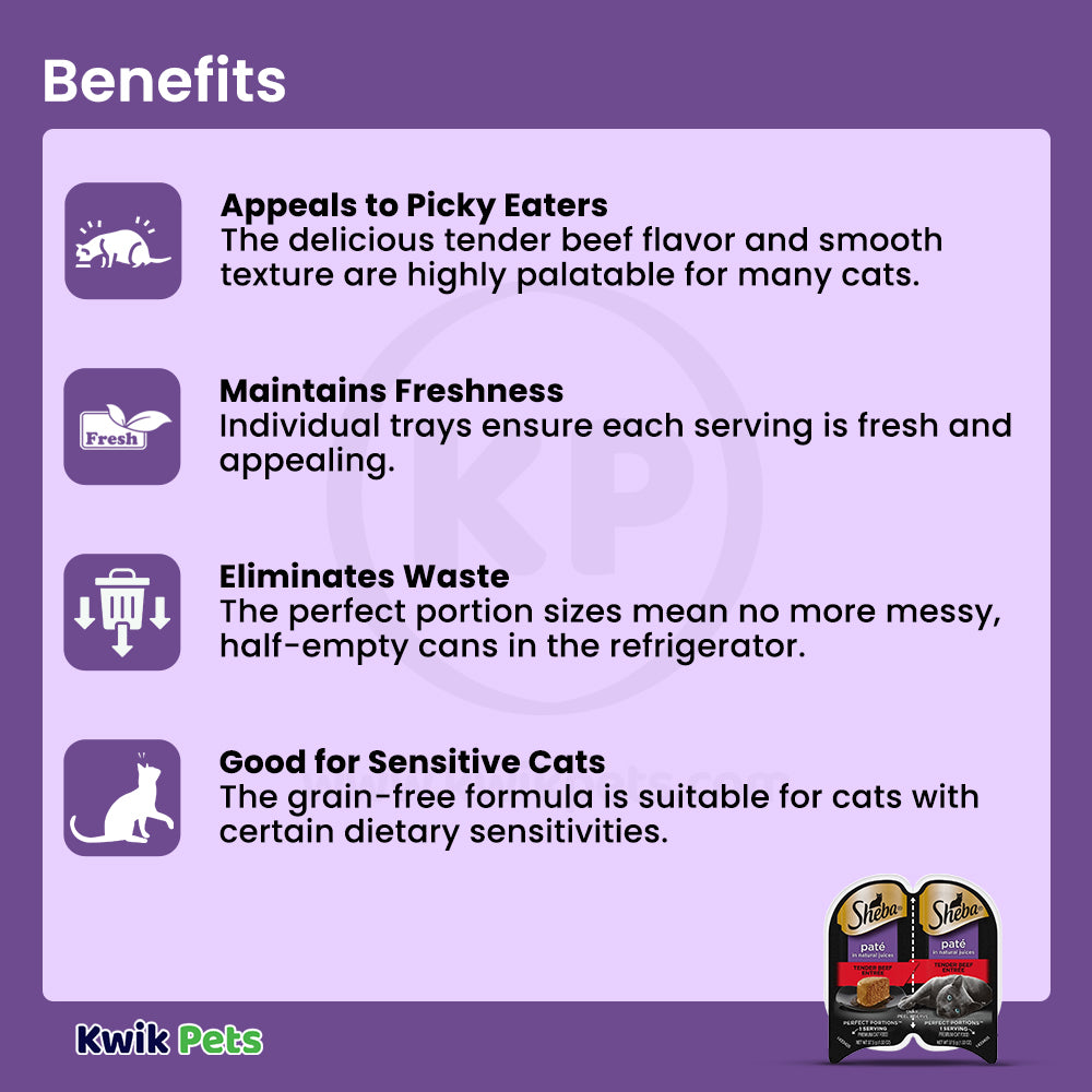 Benefits of Sheba Perfect Portions Pate Wet Cat Food Tender Beef 2.6-oz