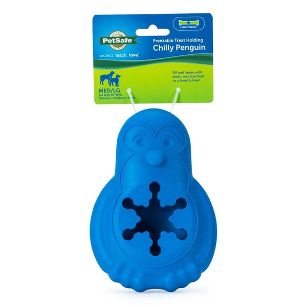 Busy Buddy Chilly Penguin Freezable Treat Holding Dog Toy Blue Medium/Large
