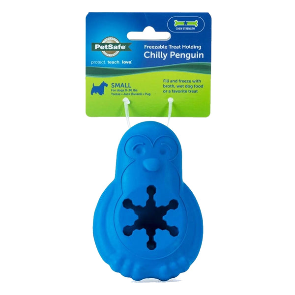 Busy Buddy Chilly Penguin Freezable Treat Holding Dog Toy Blue Small