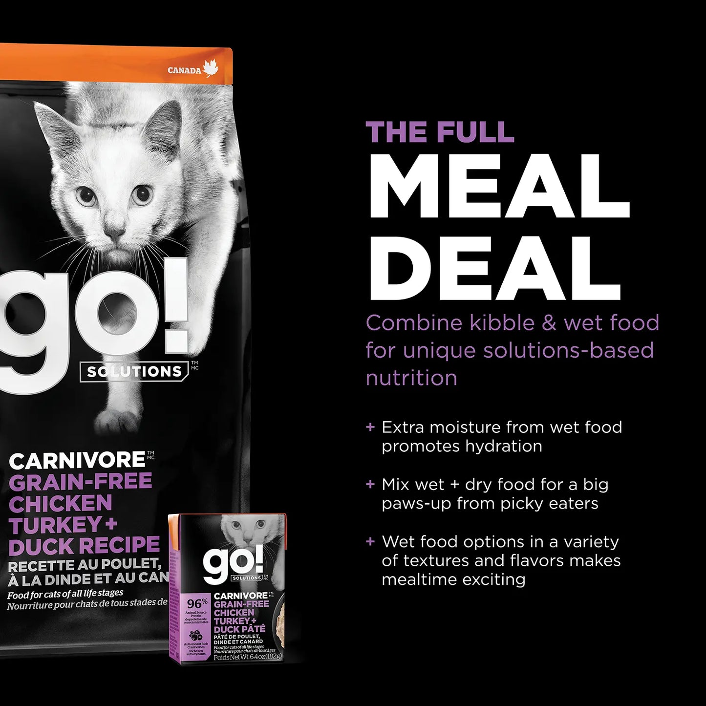 Cross Sell Product of Petcurean Go! Solutions Carnivore Grain-Free Dry Cat Food Chicken Turkey & Duck Recipe 3-lb