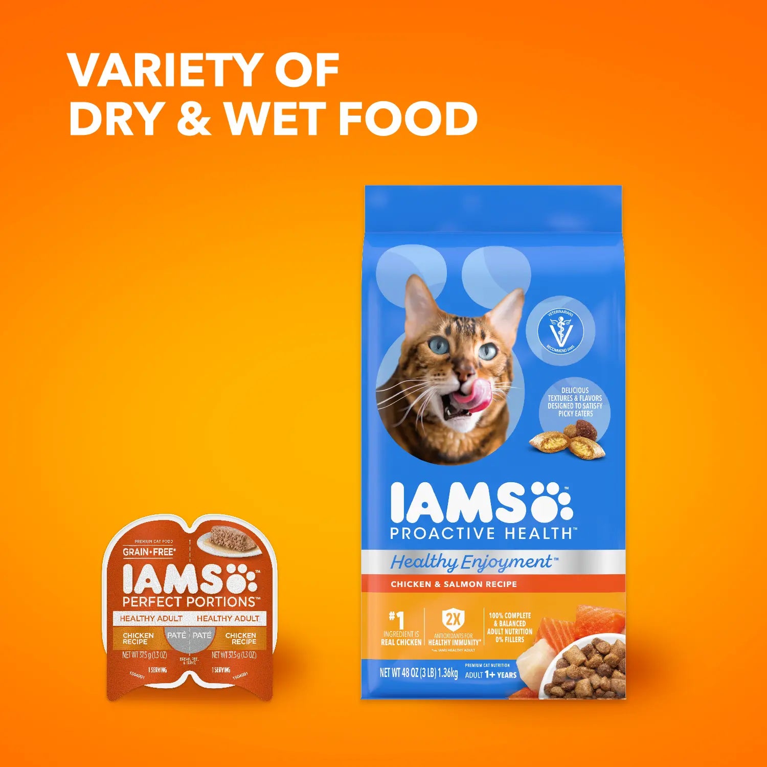 Cross Sell of IAMS ProActive Health Healthy Enjoyment Adult Dry Cat Food Chicken & Salmon 6-lb