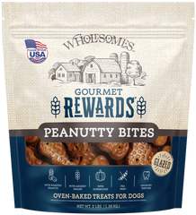 Wholesomes Gourmet Rewards Peanutty Bites Biscuits Oven-Baked Dog Treats Peanut Butter 3-lb