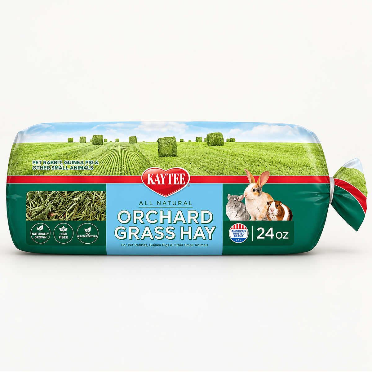 Front of Kaytee Orchard Grass Hay for Small Animals 24-oz