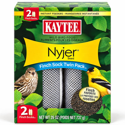 Front of Kaytee Nyjer Finch Sock Wild Bird Food Instant Feeder Twin Pack 26-oz