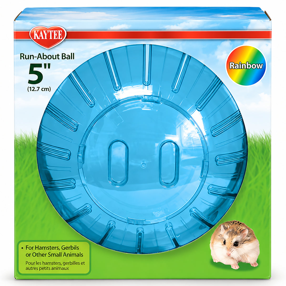 Front of Kaytee Run-About Small Animal Mini Exercise Ball Rainbow 5-in