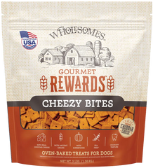 Wholesomes Gourmet Rewards Cheezy Bites Biscuits Oven-Baked Dog Treats Cheddar Cheese 3-lb