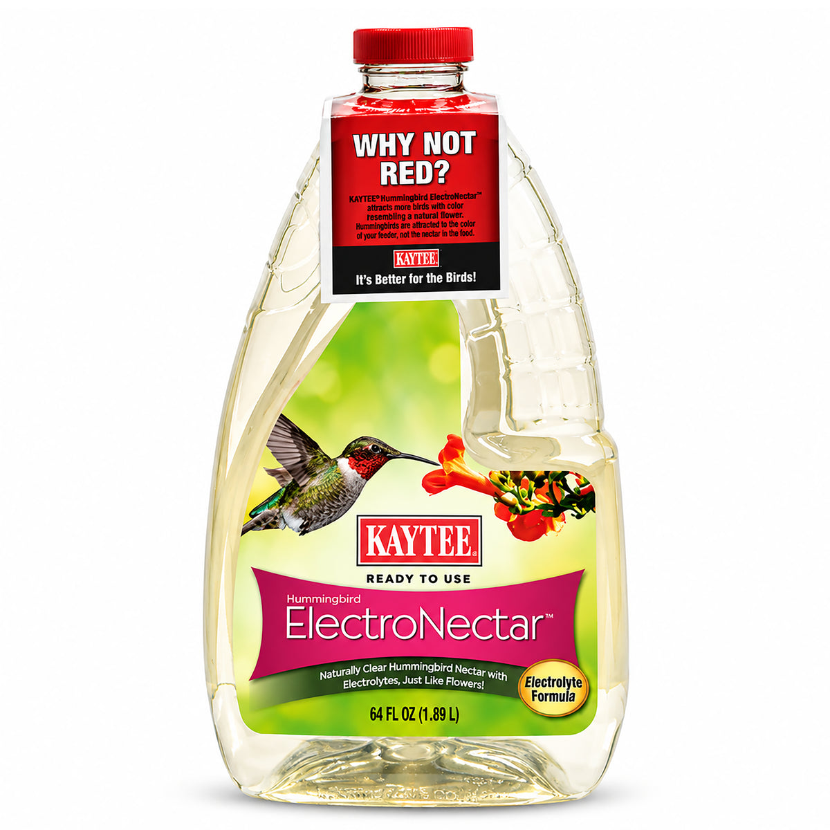 Front of Kaytee Hummingbird ElectroNectar Clear Food Ready To Use 64-oz