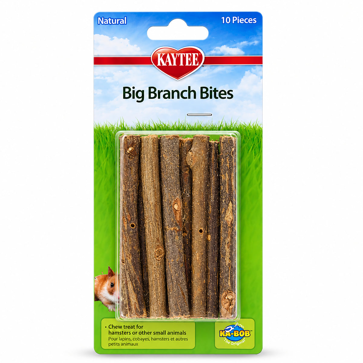 Front of Kaytee Natural Big Branch Bites for Small Animals 10 Count