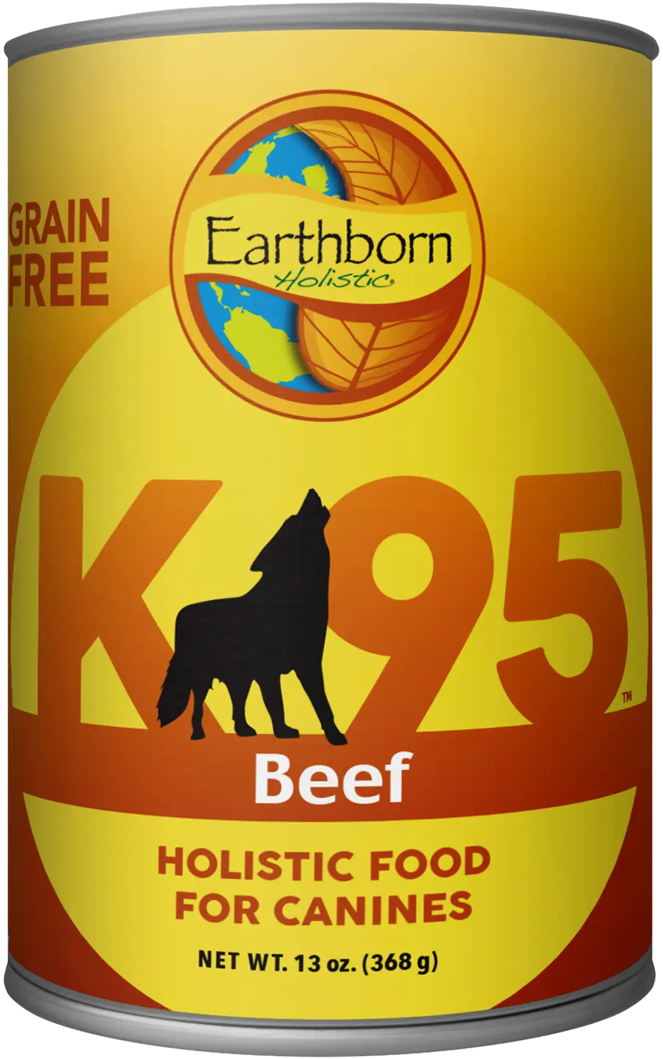 Front of Earthborn Holistic K95 Grain-Free Meat Protein Wet Dog Food Beef 13-oz