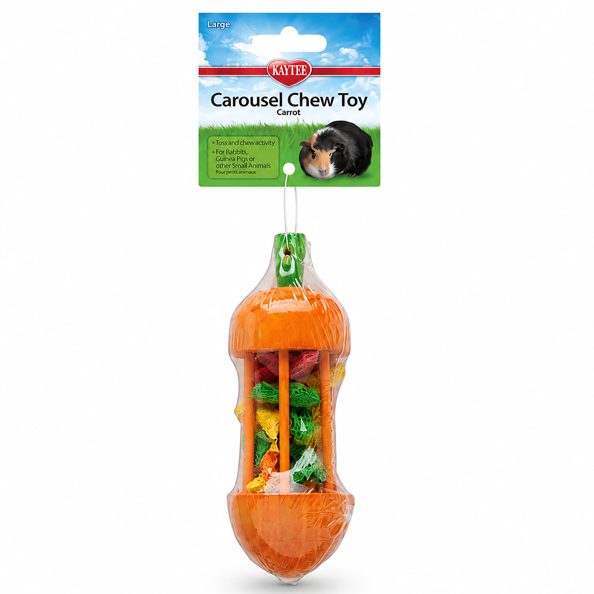 Front of Kaytee Carousel Chew Toy Carrot for Small Animals Large