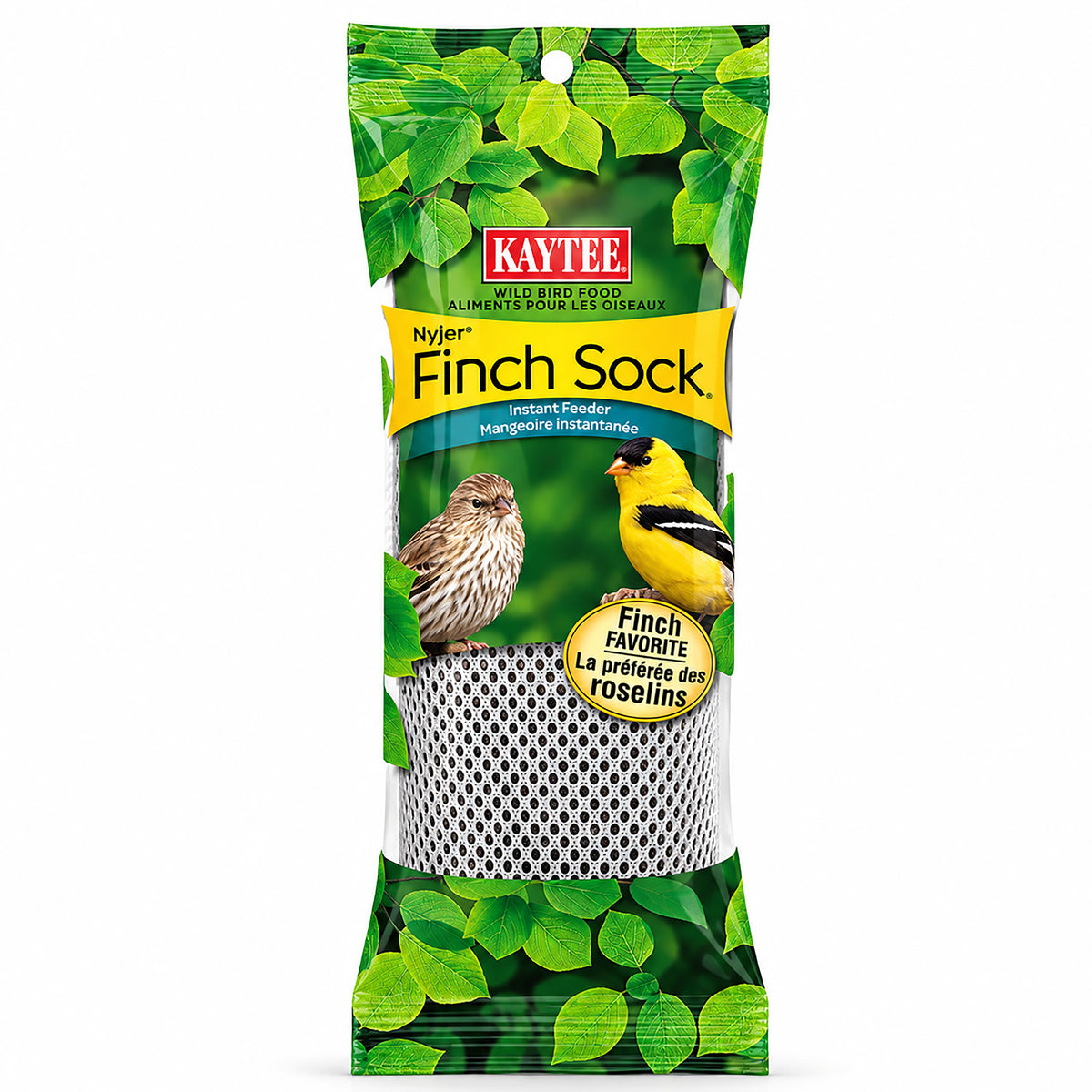 Front of Kaytee Nyjer Finch Sock Wild Bird Food Instant Feeder 13-oz